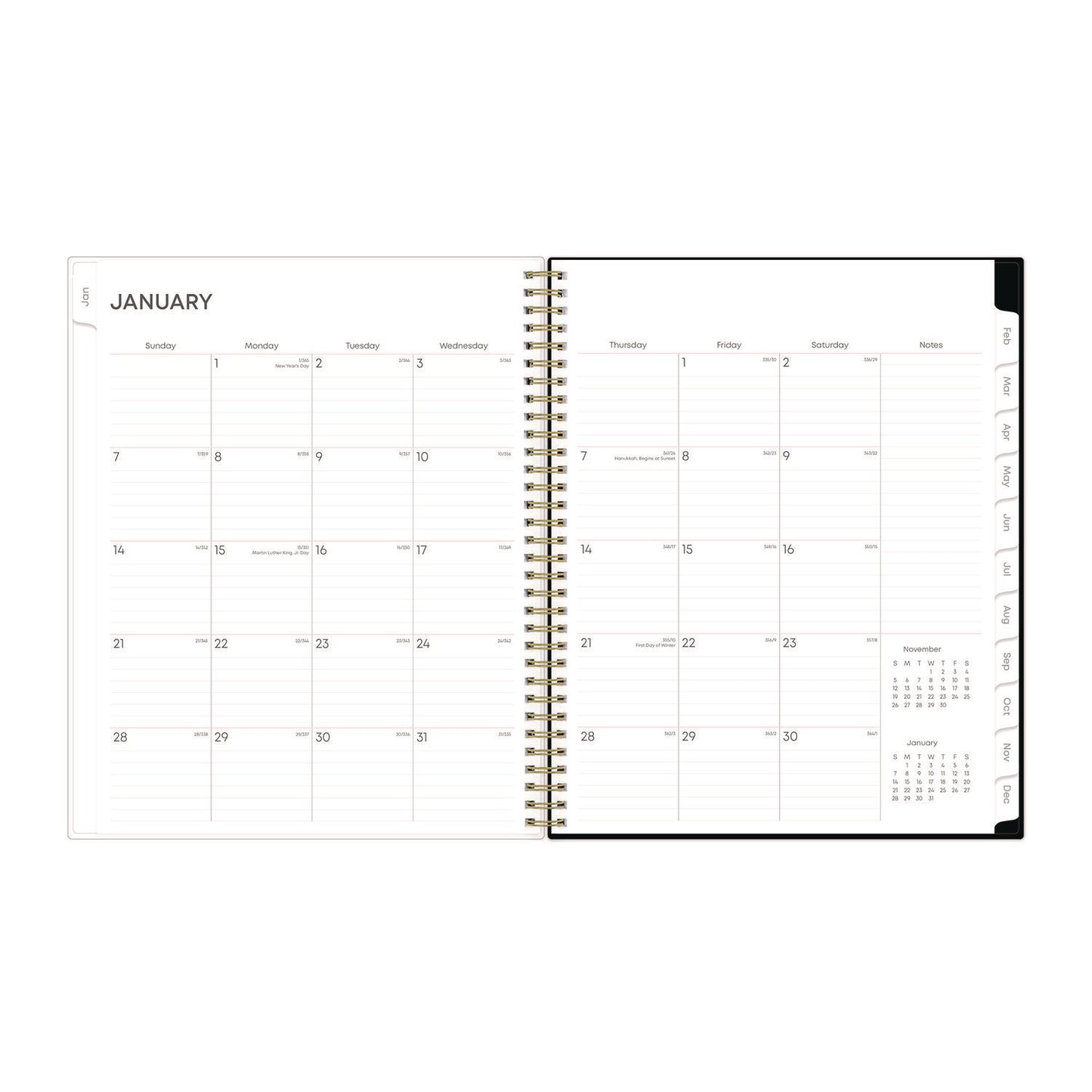 Blue Sky Nevaeh Weekly/Monthly Planner, Floral Artwork, 11 x 8.5, Black/Multicolor Cover, 12-Month (Jan to Dec): 2025 (143945)