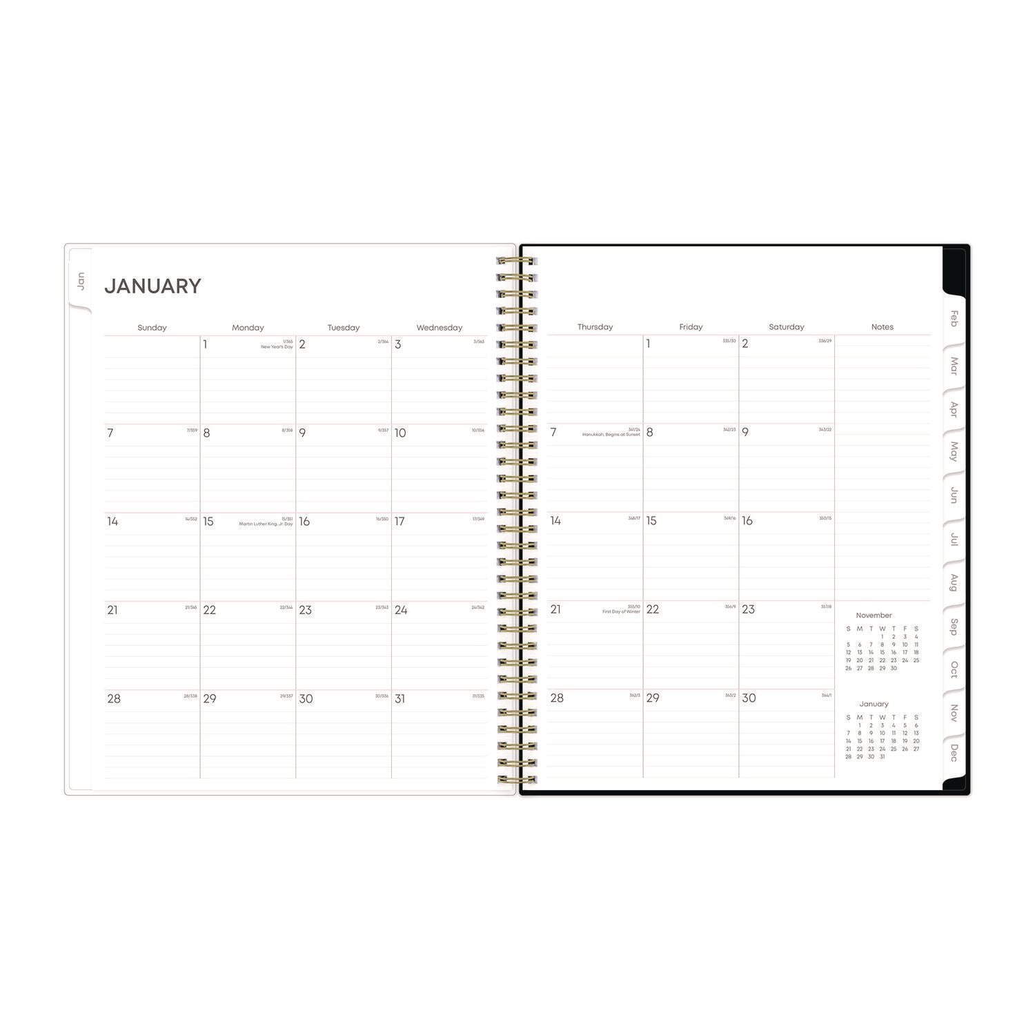 Blue Sky Nevaeh Weekly/Monthly Planner, Floral Artwork, 11 x 8.5, Black/Multicolor Cover, 12-Month (Jan to Dec): 2025 (143945)