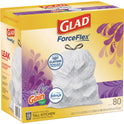 Glad ForceFlex Kitchen Drawstring Trash Bags, 13 gal, Lavender Breeze Scent, 24" x 27.38", White, 80/Box (78902BX)