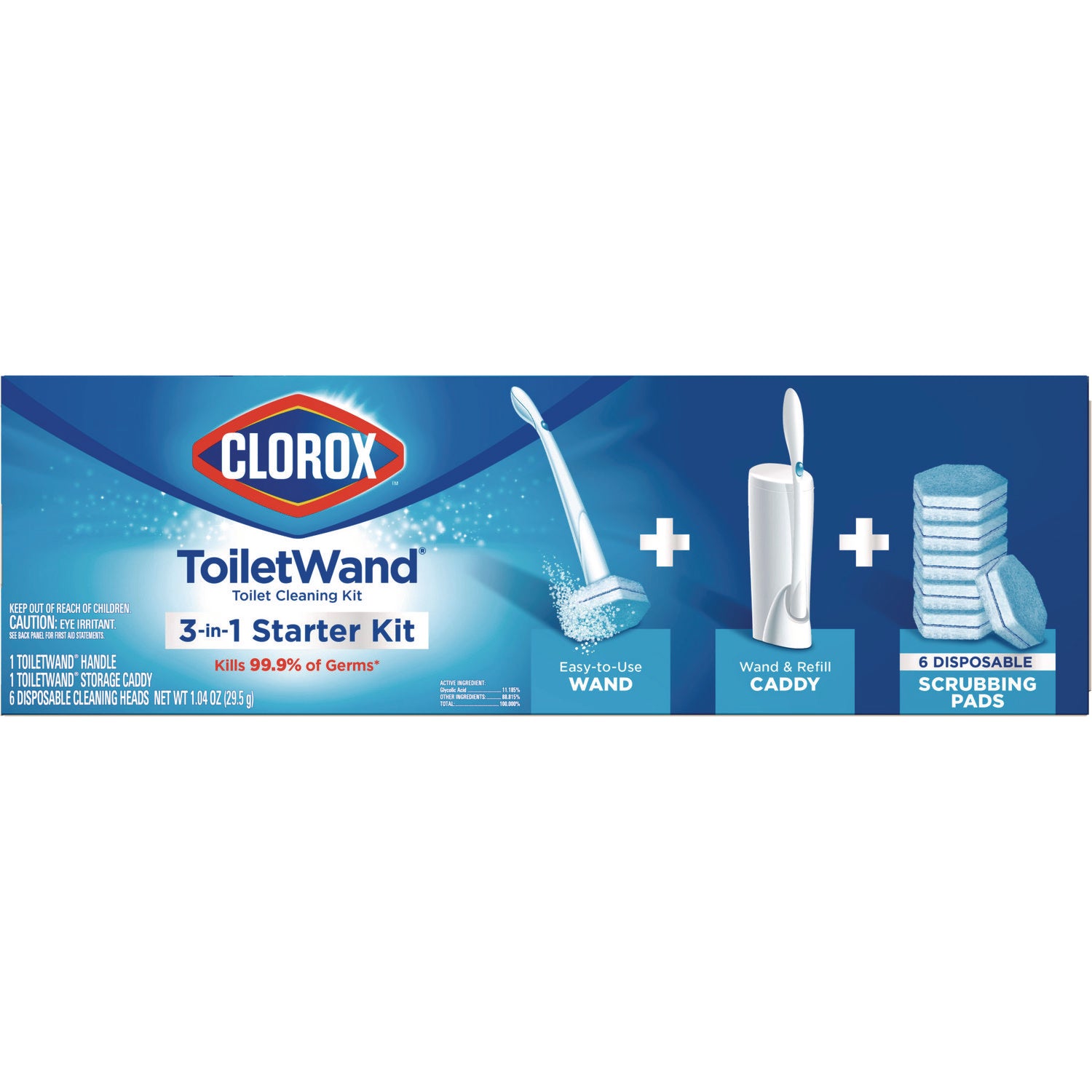 Clorox ToiletWand Disposable Toilet Cleaning System: Handle, Caddy and Refills, White, 6/Carton (03191CT)