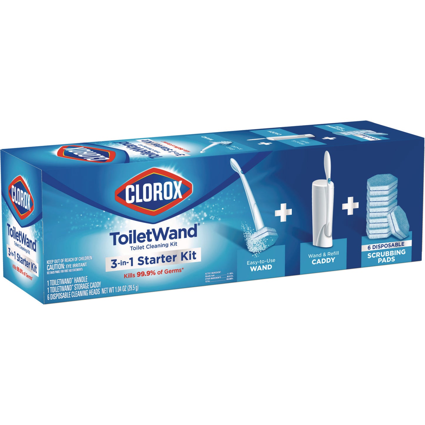 Clorox ToiletWand Disposable Toilet Cleaning System: Handle, Caddy and Refills, White, 6/Carton (03191CT)