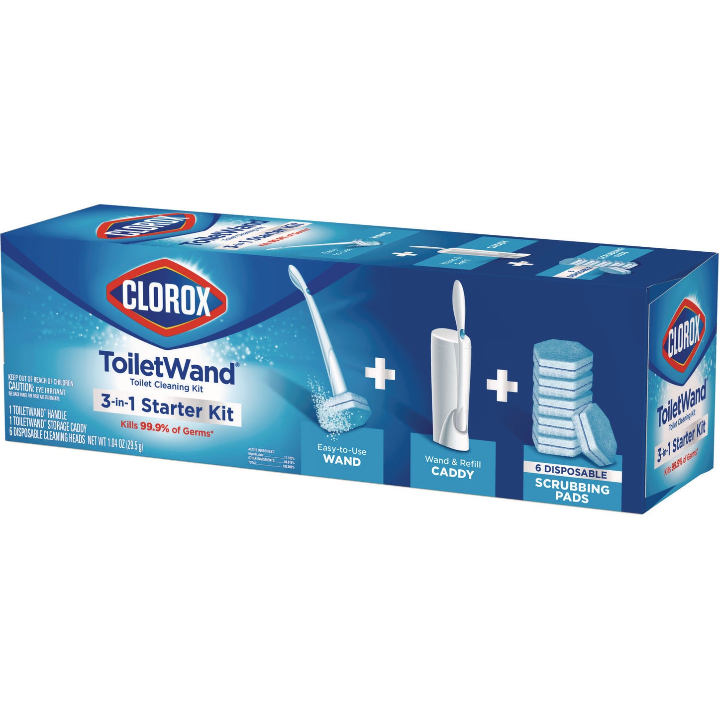 Clorox ToiletWand Disposable Toilet Cleaning System: Handle, Caddy and Refills, White, 6/Carton (03191CT)