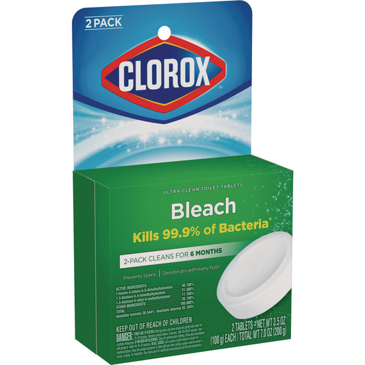 Clorox Ultra Clean Toilet Tablets Bleach, 3.5 oz Tablet, 2/Pack (30024PK)