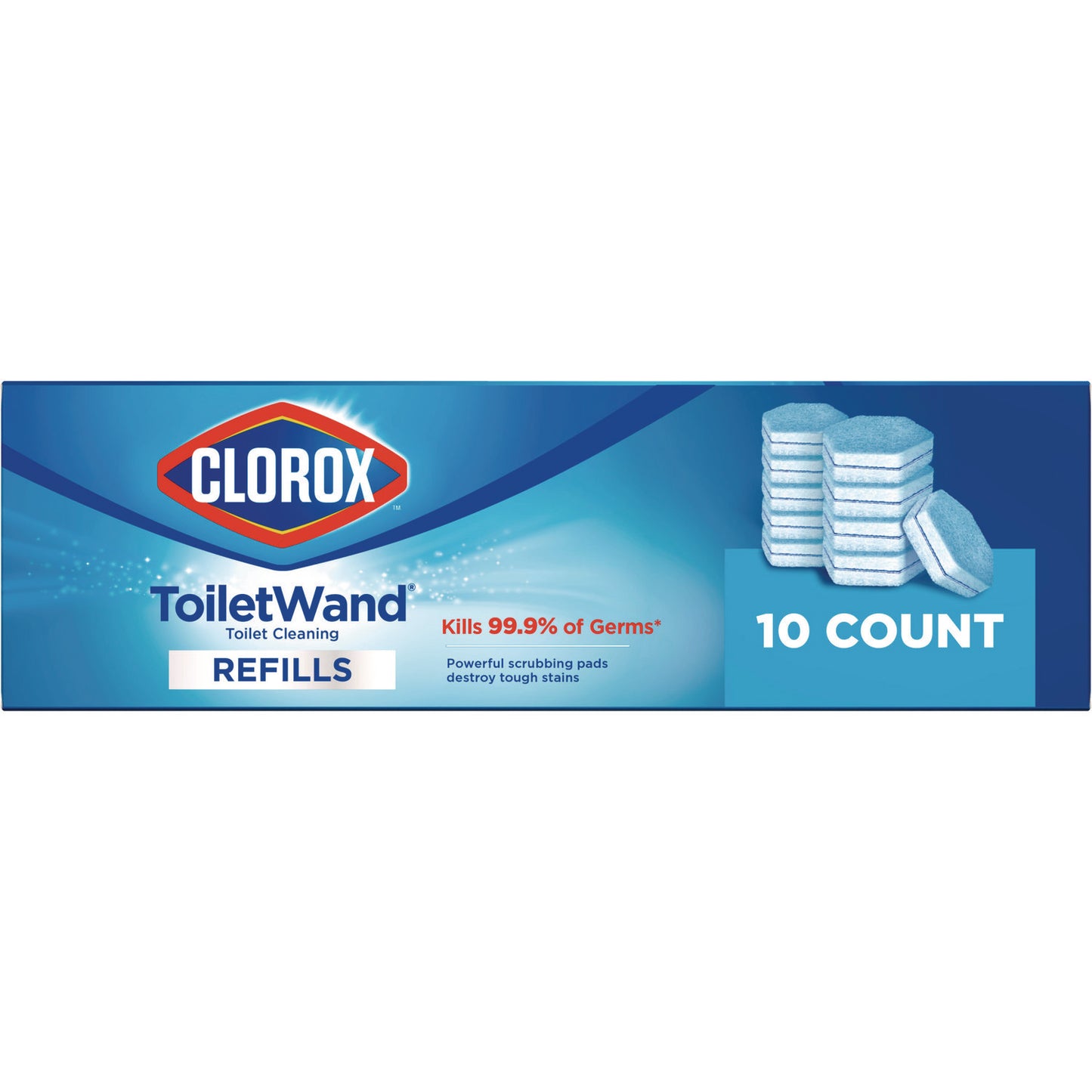 Clorox Disinfecting ToiletWand Refill Heads, Blue/White, 10/Pack, 6 Packs/Carton (31620)