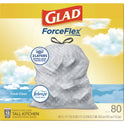 Glad ForceFlex Kitchen Drawstring Trash Bags, 13 gal, Fresh Clean Scent, 24" x 27.38", White, 80 Bags/Box, 3 Boxes/Carton (78899)