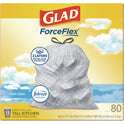 Glad ForceFlex Kitchen Drawstring Trash Bags, 13 gal, Fresh Clean Scent, 24" x 27.38", White, 80 Bags/Box, 3 Boxes/Carton (78899)