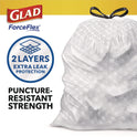 Glad ForceFlex Kitchen Drawstring Trash Bags, 13 gal, Fresh Clean Scent, 24" x 27.38", White, 80 Bags/Box, 3 Boxes/Carton (78899)