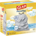 Glad ForceFlex Kitchen Drawstring Trash Bags, 13 gal, Fresh Clean Scent, 24" x 27.38", White, 80 Bags/Box, 3 Boxes/Carton (78899)