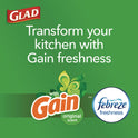 Glad ForceFlex Kitchen Drawstring Trash Bags, 13 gal, Gain Original Scent, 24" x 27.38", White, 80 Bags/Box, 3 Boxes/Carton (78900)