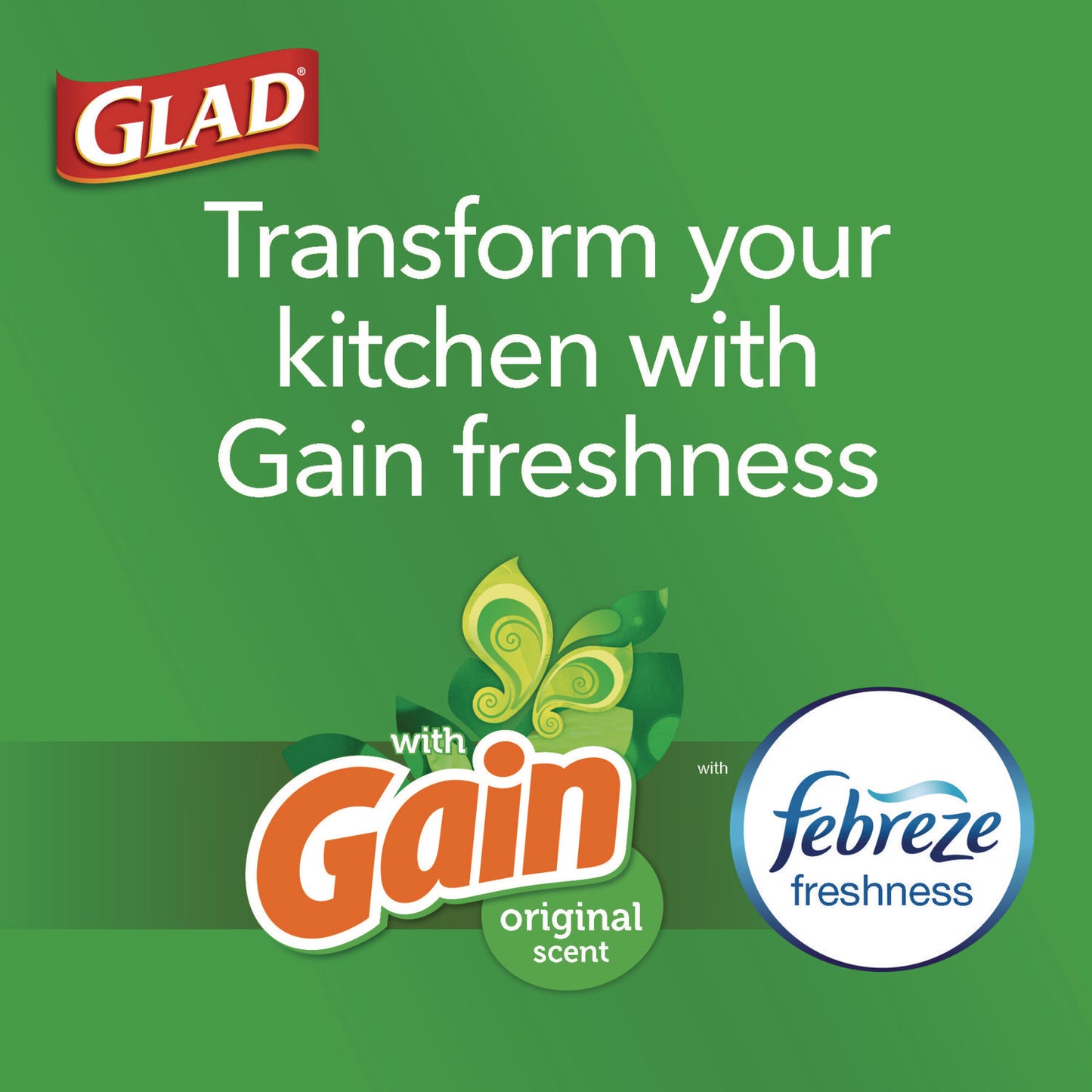 Glad ForceFlex Kitchen Drawstring Trash Bags, 13 gal, Gain Original Scent, 24" x 27.38", White, 80 Bags/Box, 3 Boxes/Carton (78900)