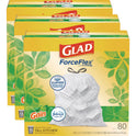 Glad ForceFlex Kitchen Drawstring Trash Bags, 13 gal, Gain Original Scent, 24" x 27.38", White, 80 Bags/Box, 3 Boxes/Carton (78900)