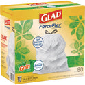 Glad ForceFlex Kitchen Drawstring Trash Bags, 13 gal, Gain Original Scent, 24" x 27.38", White, 80/Box (78900BX)