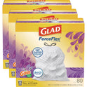 Glad ForceFlex Kitchen Drawstring Trash Bags, 13 gal, Lavender Breeze Scent, 24" x 27.38", White, 80 Bags/BX, 3 BX/CT (78902)