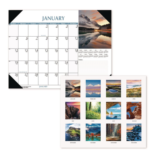 House of Doolittle Earthscapes Scenic Desk Pad Calendar, Scenic Photos, 18.5 x 13, White Sheets, Black Binding/Corners,12-Month (Jan-Dec): 2025 (1476)