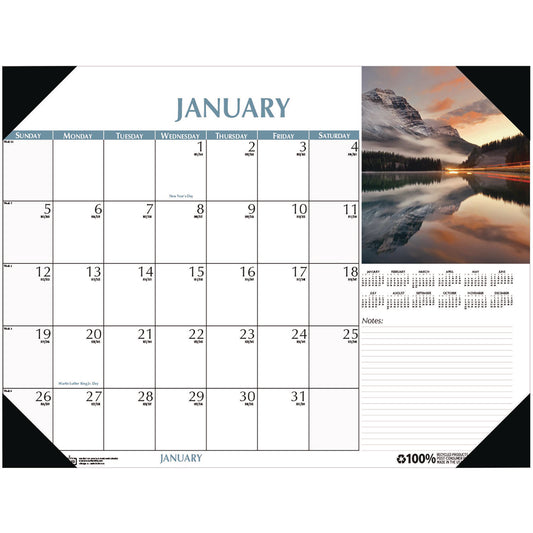 House of Doolittle Earthscapes Scenic Desk Pad Calendar, Scenic Photos, 18.5 x 13, White Sheets, Black Binding/Corners,12-Month (Jan-Dec): 2025 (1476)