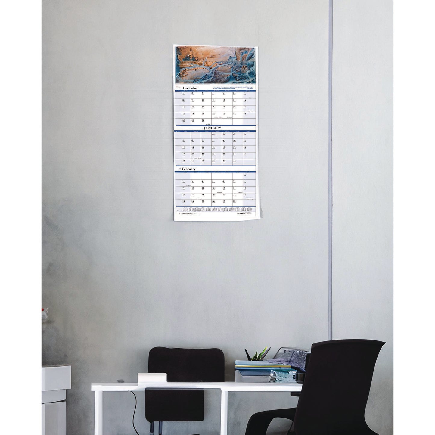 House of Doolittle Earthscapes Recycled 3-Month Vertical Wall Calendar, Scenic Landscape Photography, 12.25 x 26, 14-Month: Dec 2024 to Jan 2026 (3638)