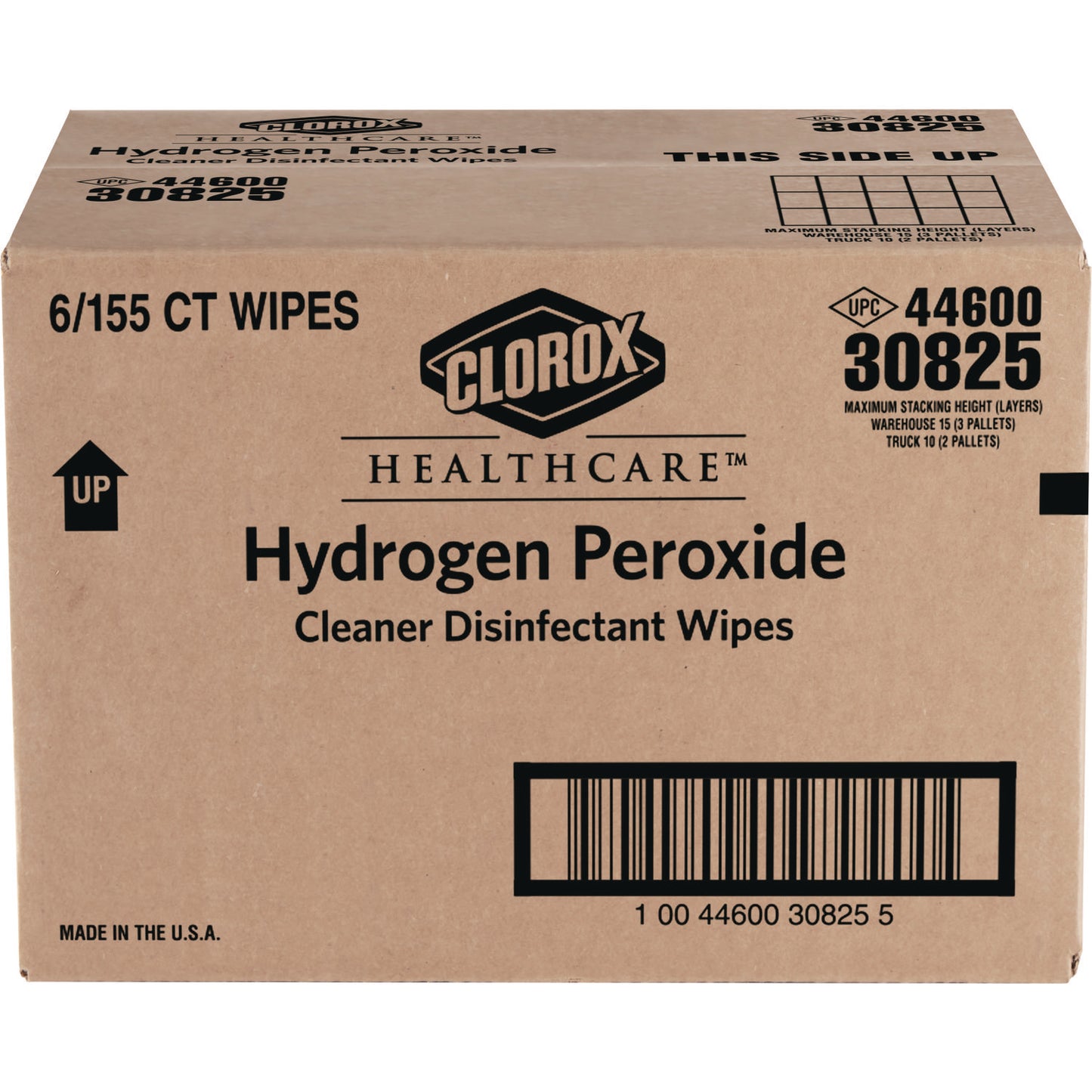 Clorox Healthcare Hydrogen Peroxide Cleaner Disinfectant Wipes, 5.75 x 6.75, Unscented, White, 155/Canister, 6 Canisters/Carton (30825)