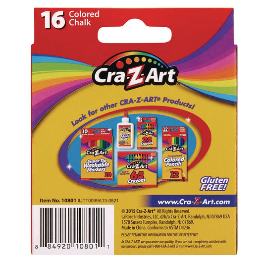 Cra-Z-Art Colored Chalk, Assorted Colors, 16/Pack (1080148)