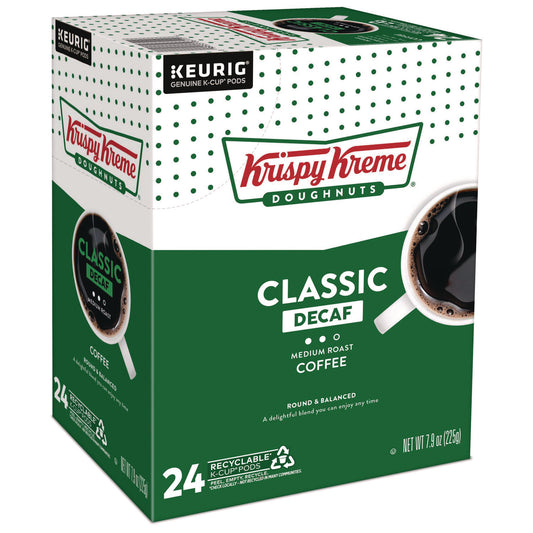 Krispy Kreme Doughnuts Classic Decaf Coffee K-Cups, Medium Roast, 24/Box (6111)