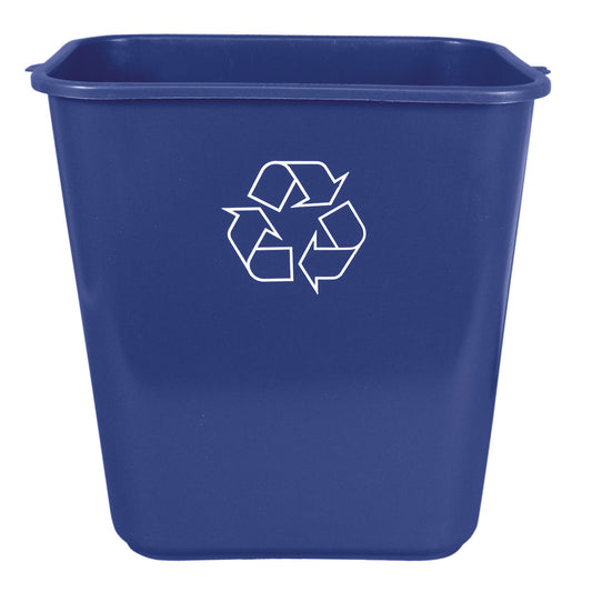 Impact Soft-Sided Recycle Logo Plastic Wastebasket, 28 qt, Polyethylene, Blue (7702BLUR)