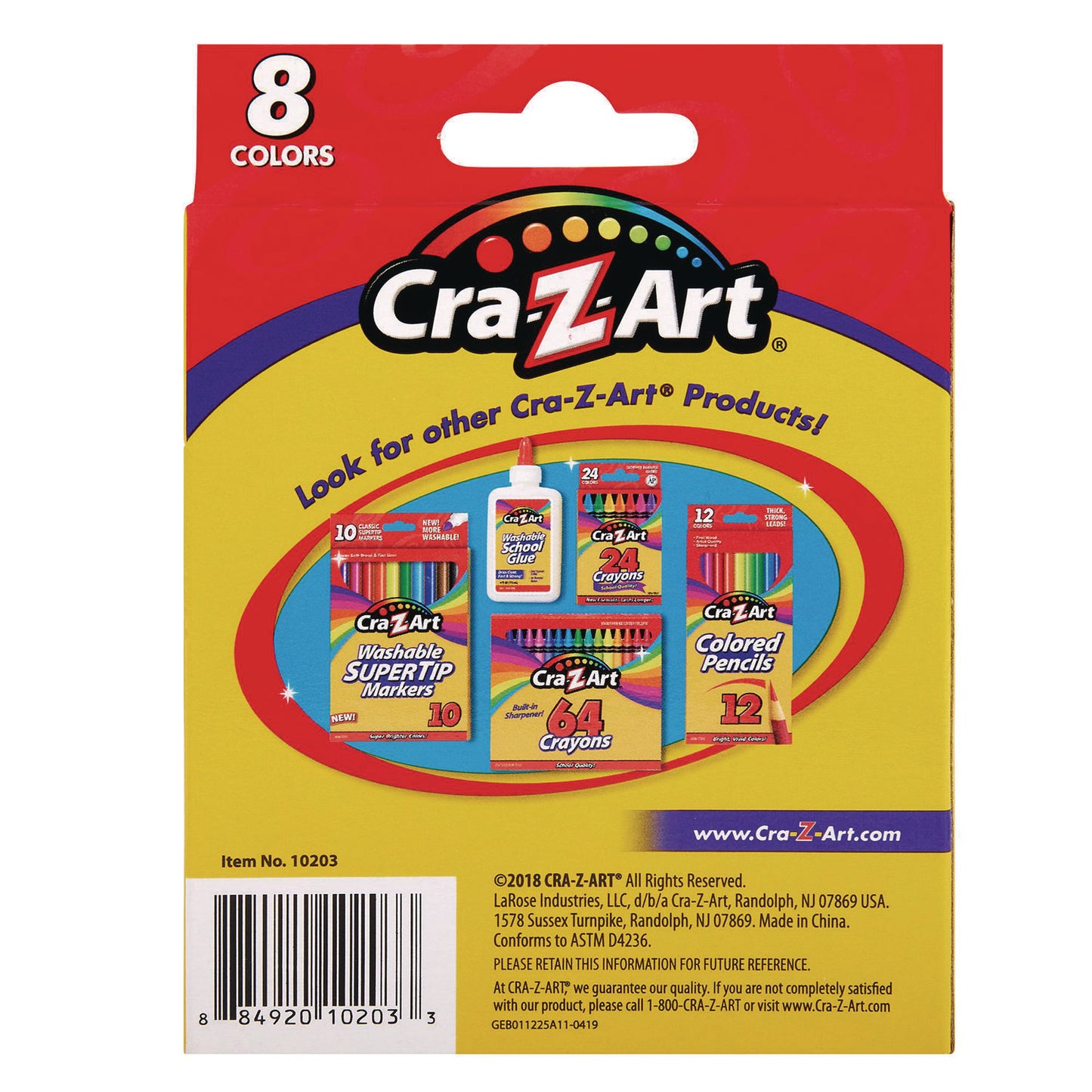 Cra-Z-Art Jumbo Crayons, 8 Assorted Colors, 8/Pack (10203WM48)