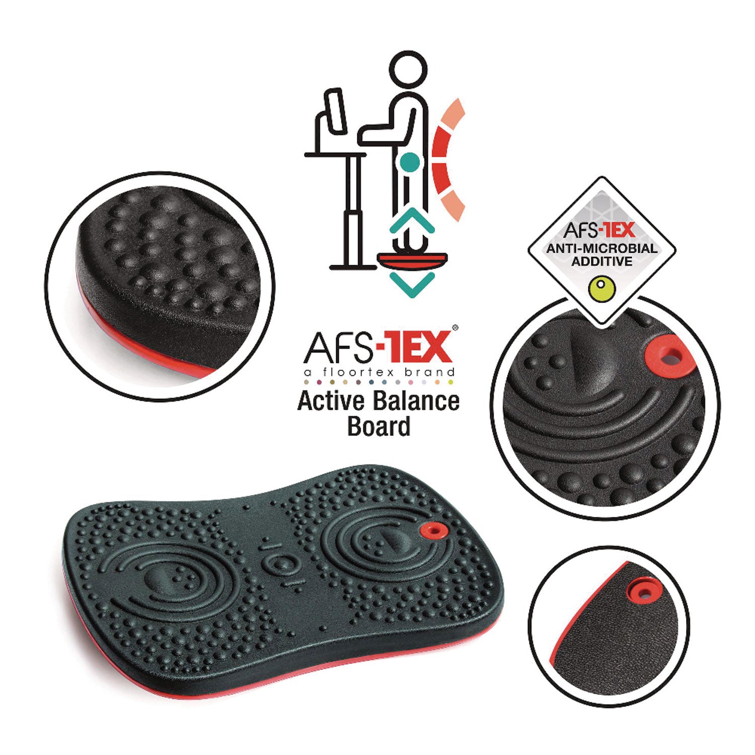 Floortex AFS-TEX Active Balance Board, 14 x 20 x 2.5, Black (FCWB1420ABK)