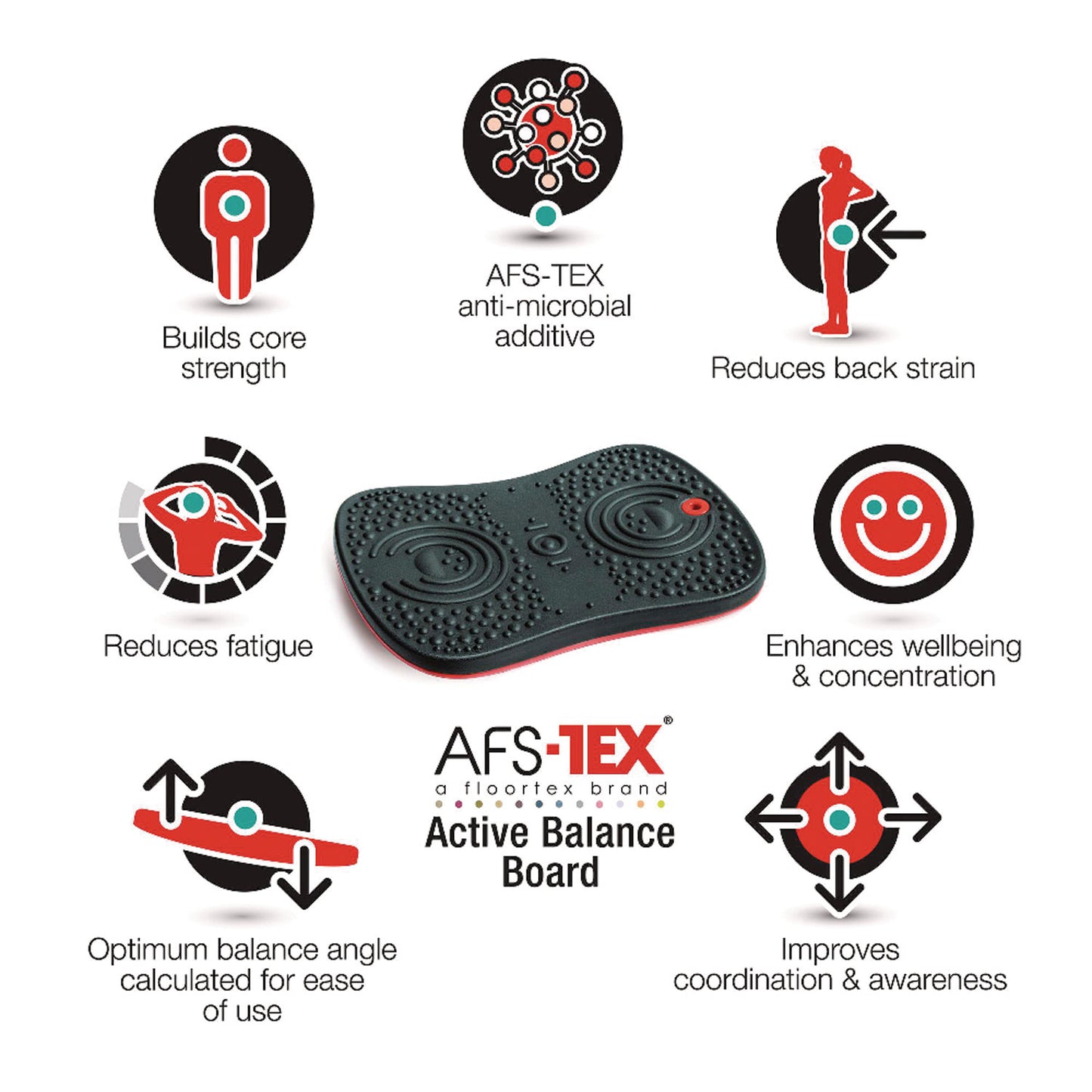 Floortex AFS-TEX Active Balance Board, 14 x 20 x 2.5, Black (FCWB1420ABK)