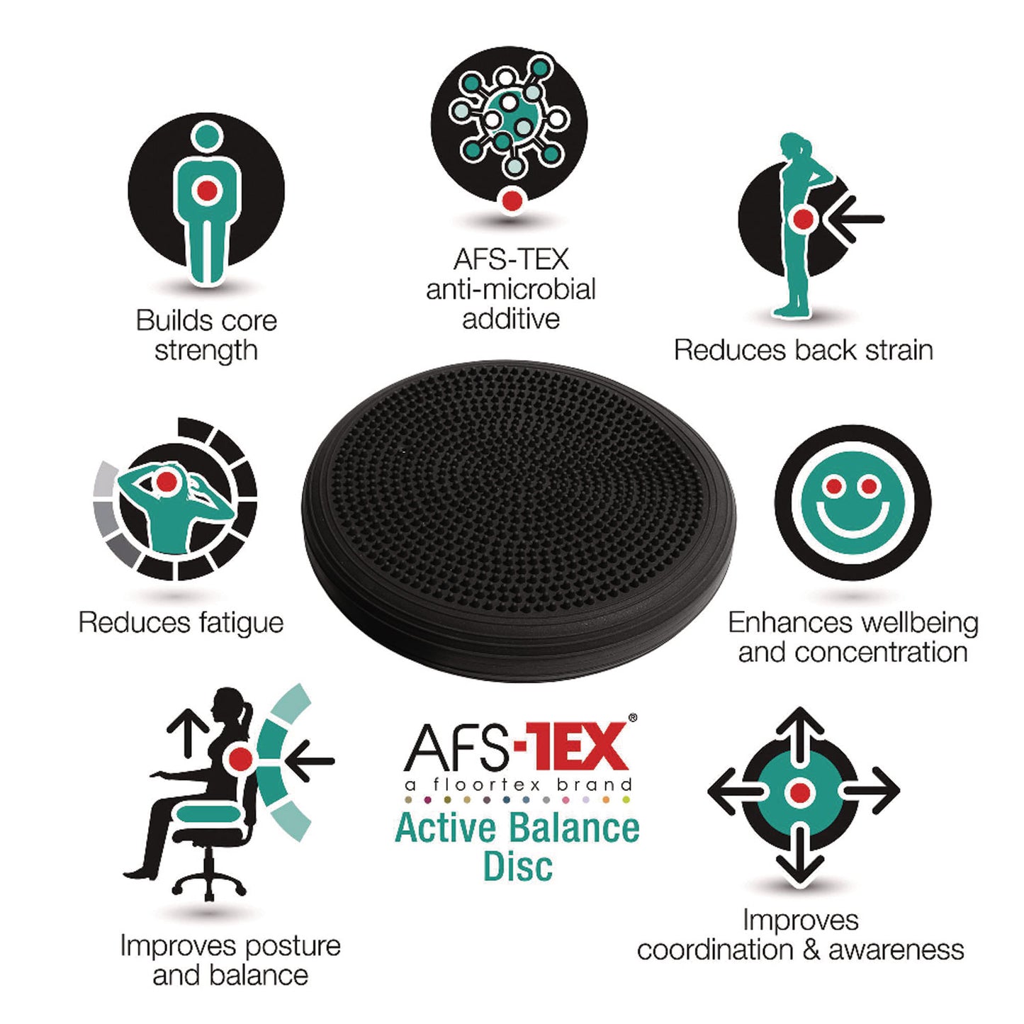 Floortex ATS-TEX Active Balance Disc, 3 x 13 dia, Midnight Black (FCBD1313RBK)