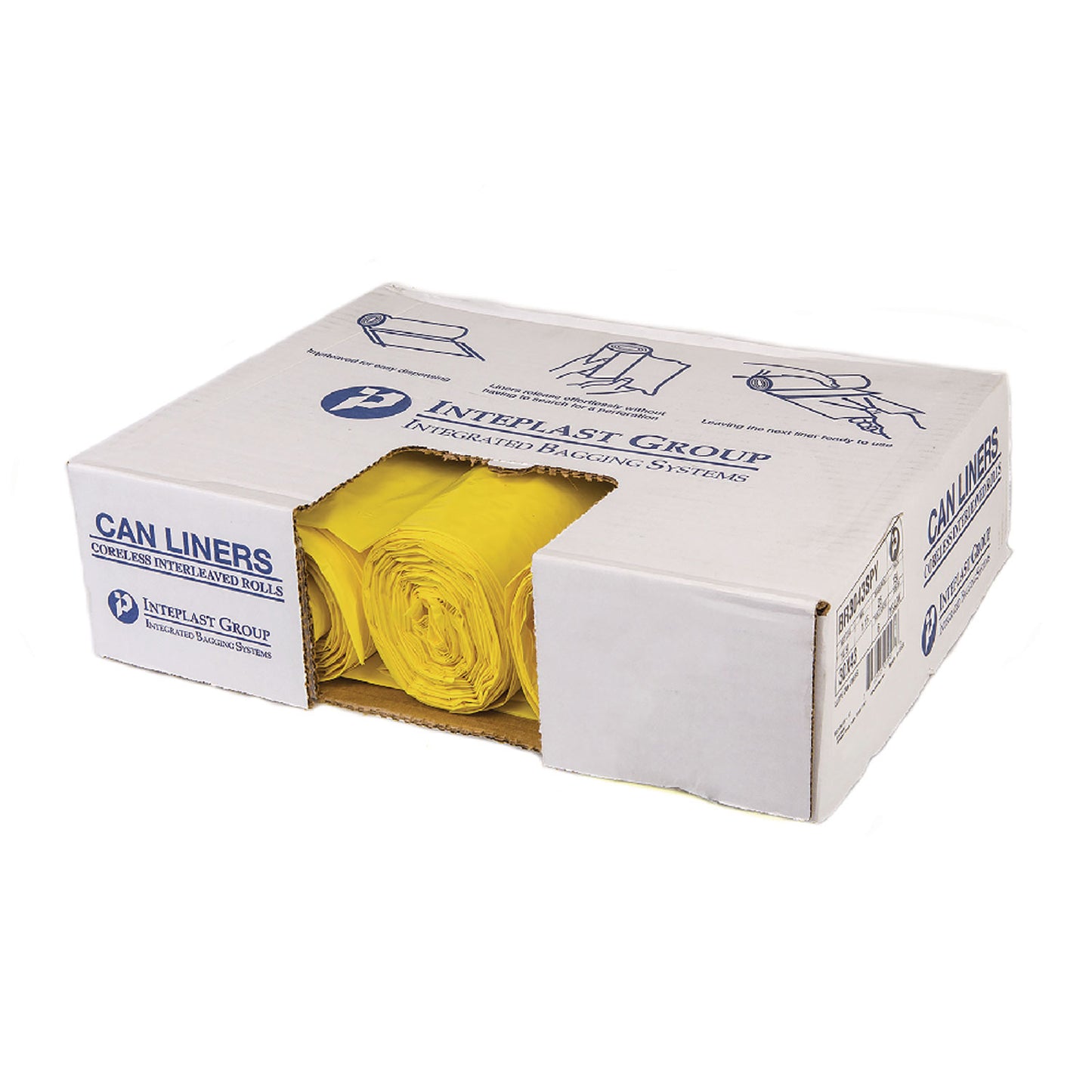 Inteplast Group Low-Density Commercial Can Liners, Infectious Waste Biohazard, 30 gal, 1.15 mil, 30" x 43", Yellow, 25 Bags/Roll, 6 Rolls/CT (BR3043SPY)