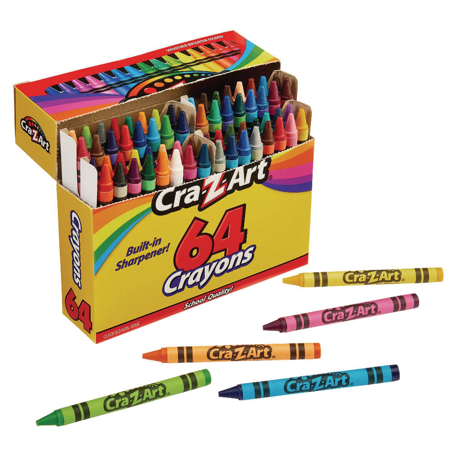 Cra-Z-Art Crayons, 64 Assorted Colors, 64/Pack (10202WM16)