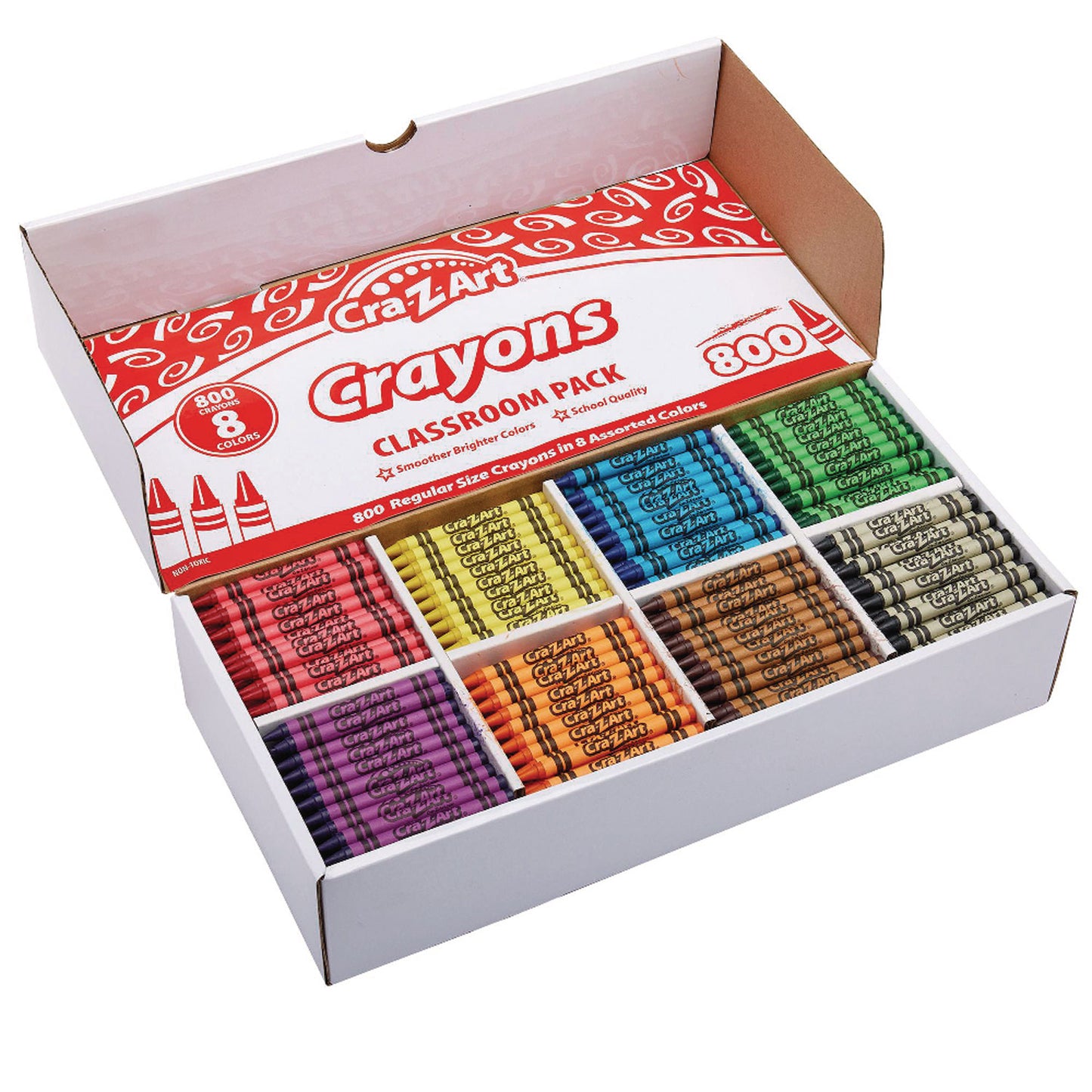 Cra-Z-Art Crayons, 8 Assorted Colors, 800/Pack (740031)