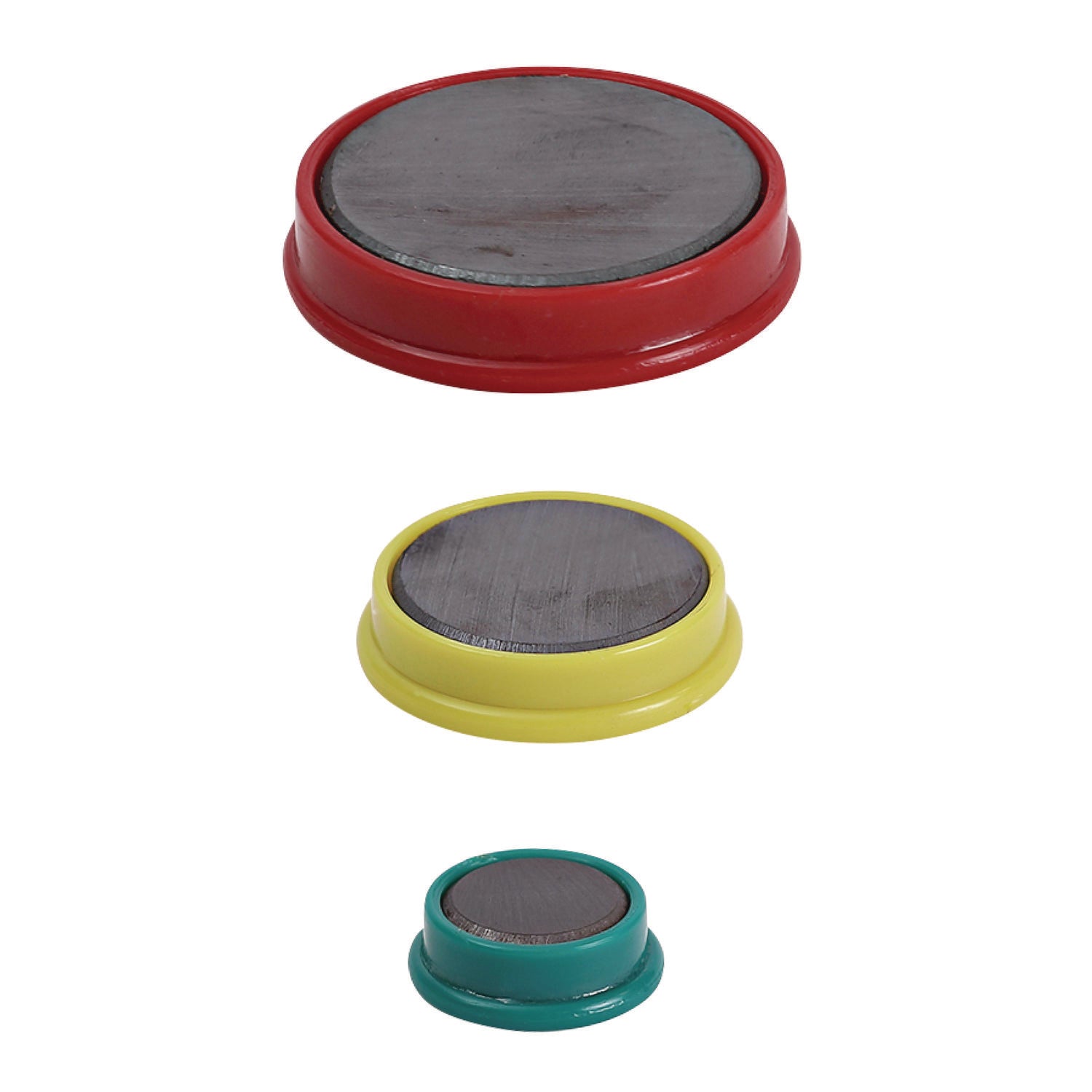 Universal High-Intensity Assorted Magnets, Circles, Assorted Colors, 0.75", 1.25" and 1.5" Diameters, 30/Pack (31251)