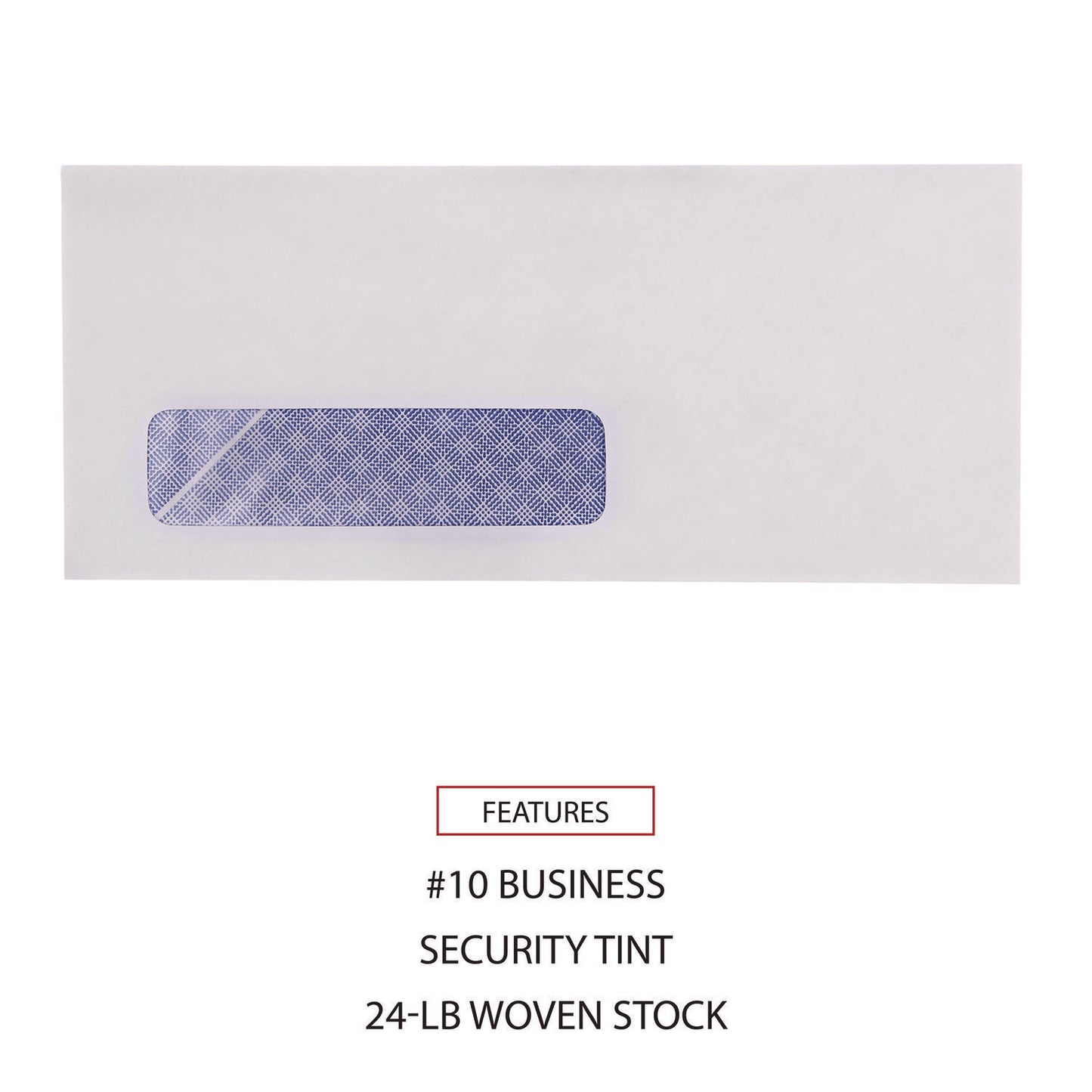 Universal Open-Side Security Tint Business Envelope, 1 Window, #10, Commercial Flap, Gummed Closure, 4.13 x 9.5, White, 500/Box (35203)