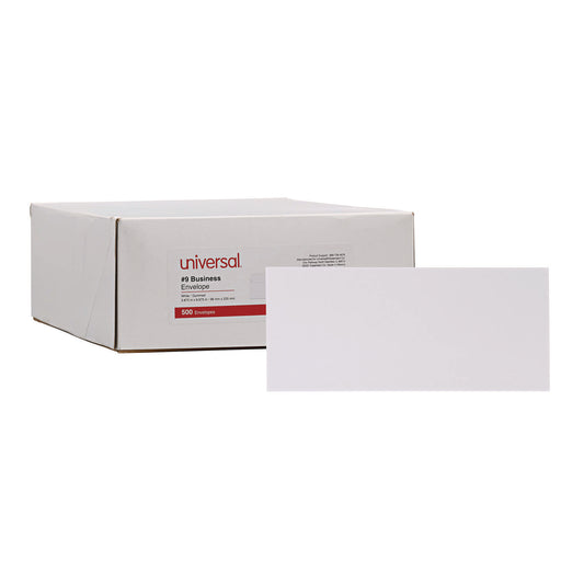 Universal Open-Side Business Envelope, #9, Square Flap, Gummed Closure, 3.88 x 8.88, White, 500/Box (35209)