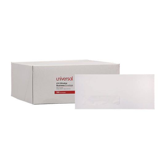 Universal Open-Side Business Envelope, 1 Window, #10, Commercial Flap, Gummed Closure, 4.13 x 9.5, White, 500/Box (35211)