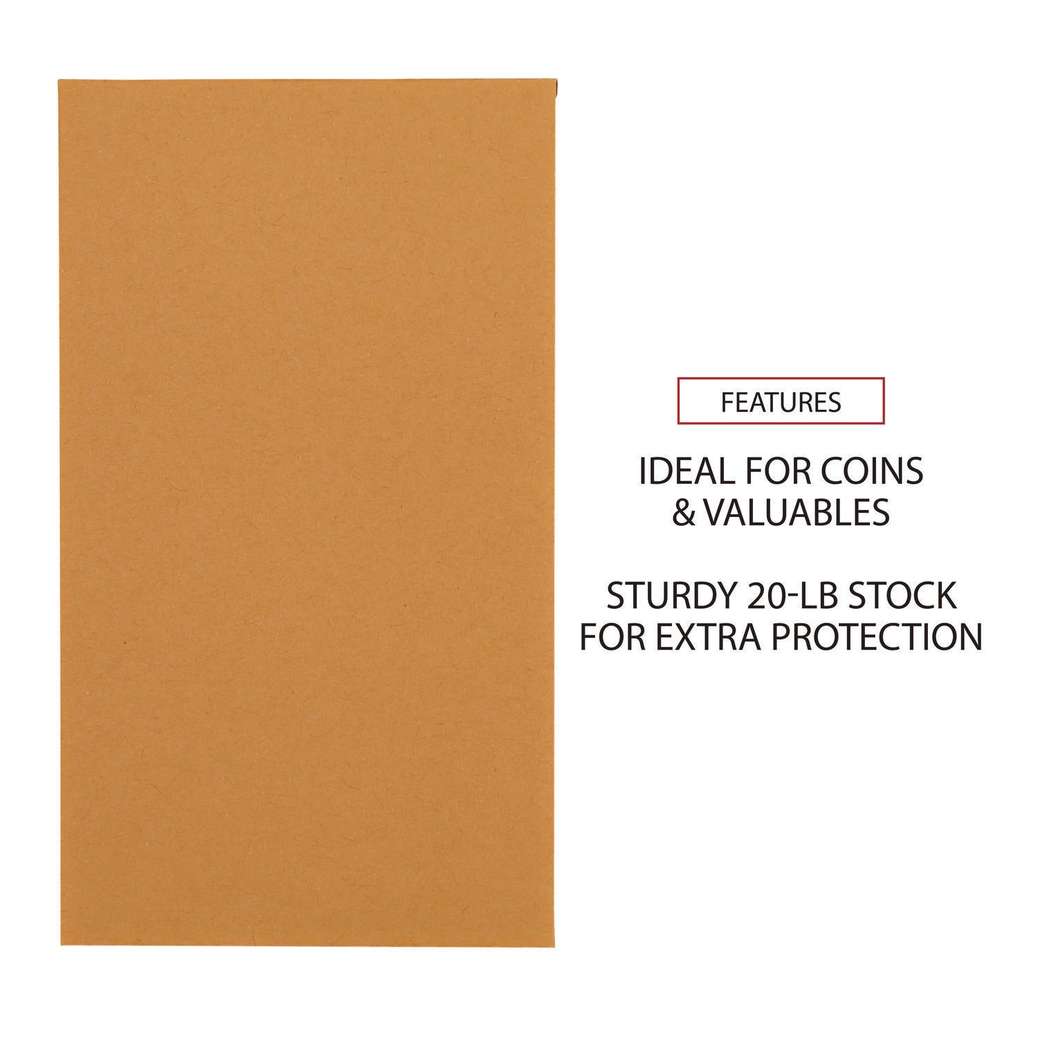 Universal Kraft Coin Envelope, #5 1/2, Round Flap, Gummed Closure, 3.13 x 5.5, Light Brown Kraft, 500/Box (35302)