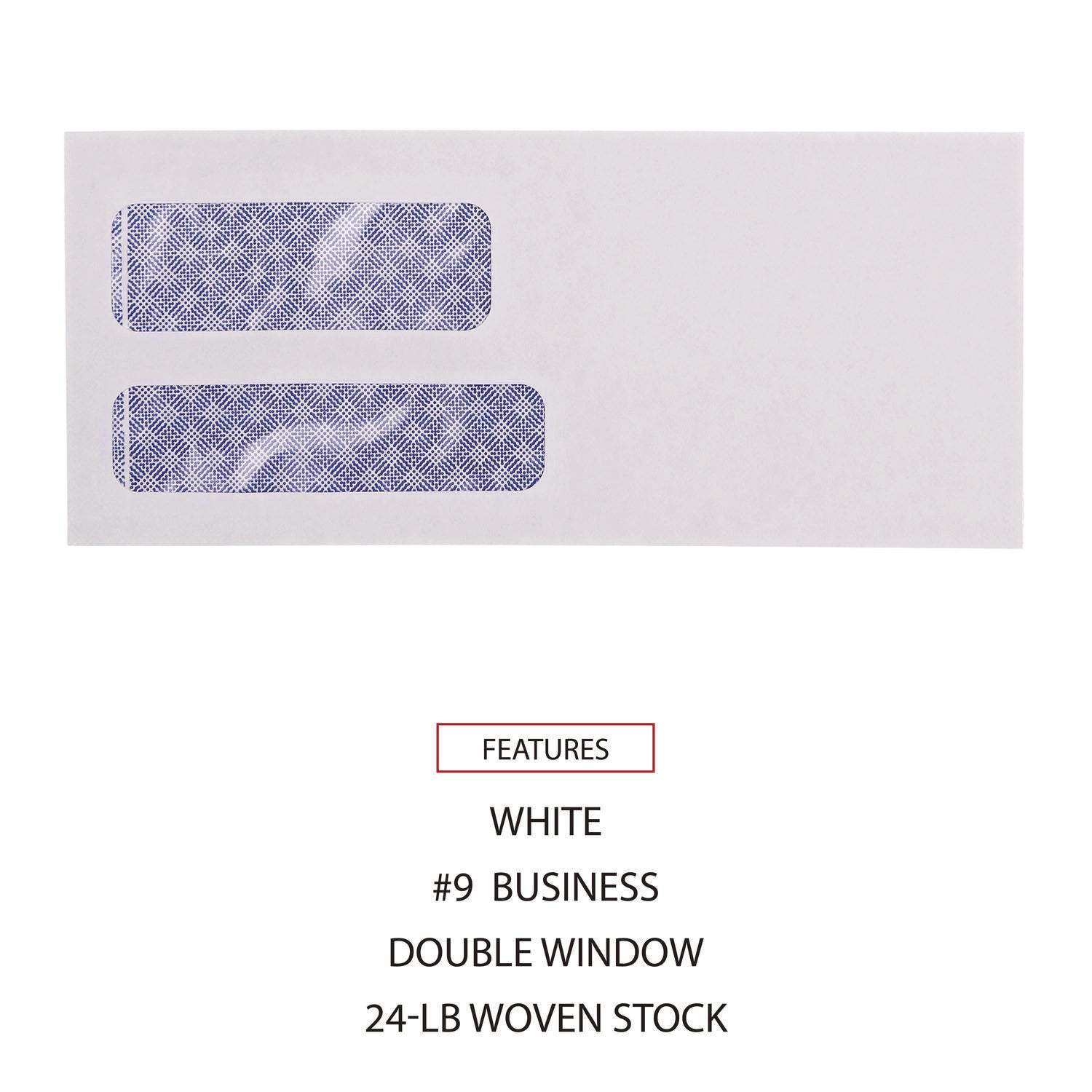 Universal Double Window Business Envelope, #9, Commercial Flap, Gummed Closure, 3.88 x 8.88, White, 500/Box (36301)