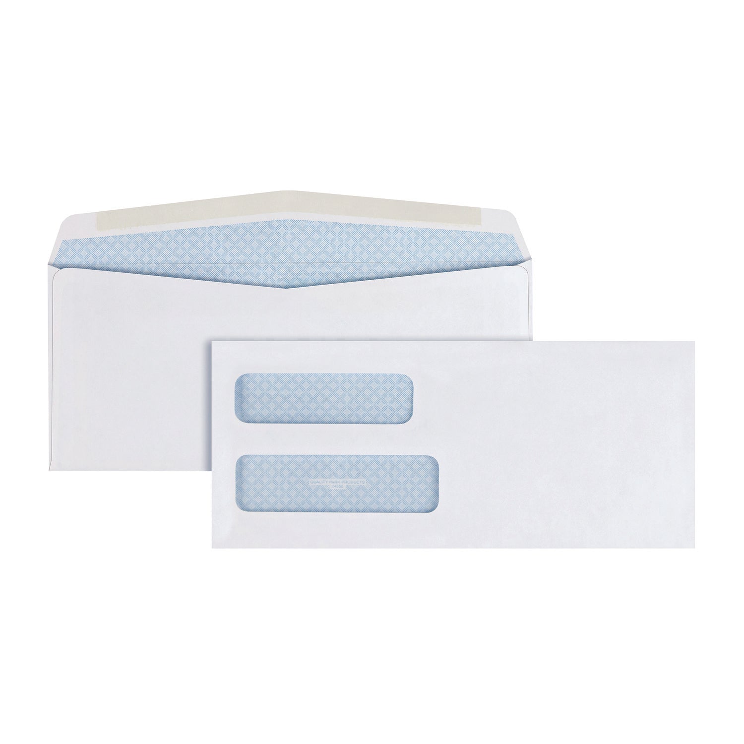 Quality Park Double Window Security-Tinted Check Envelope, #10, Commercial Flap, Gummed Closure, 4.13 x 9.5, White, 500/Box (24550)