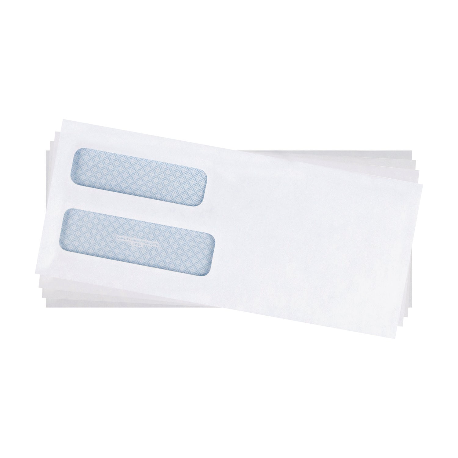 Quality Park Double Window Security-Tinted Check Envelope, #10, Commercial Flap, Gummed Closure, 4.13 x 9.5, White, 500/Box (24550)