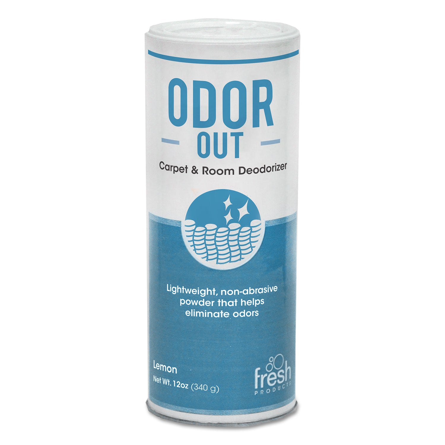 Fresh Products Odor-Out Rug/Room Deodorant, Lemon, 12 oz Shaker Can, 12/Box (121400LE)