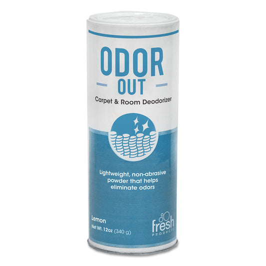 Fresh Products Odor-Out Rug/Room Deodorant, Lemon, 12 oz Shaker Can, 12/Box (121400LE)