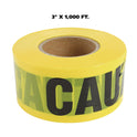 Great Neck Caution Safety Tape, Non-Adhesive, 3" x 1,000 ft, Yellow (10379)