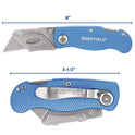 Great Neck Sheffield Folding Lockback Knife, 1 Utility Blade, 2" Blade, 3.5" Aluminum Handle, Blue (12113)