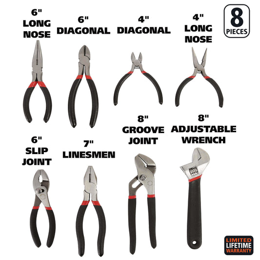 Great Neck 8-Piece Steel Pliers and Wrench Tool Set (87900)