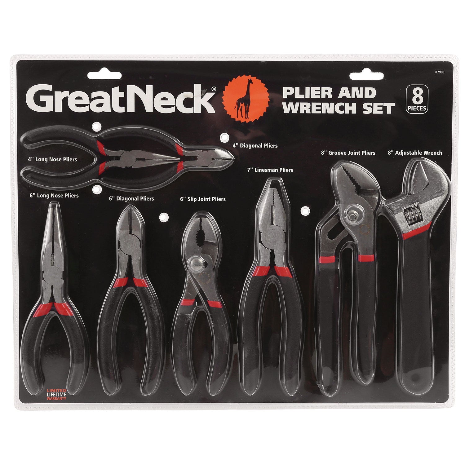 Great Neck 8-Piece Steel Pliers and Wrench Tool Set (87900)