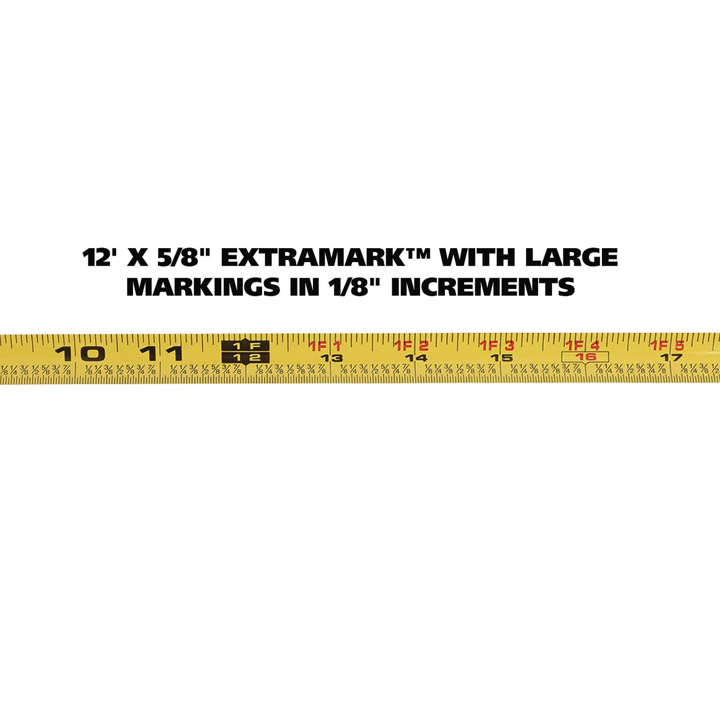 Great Neck ExtraMark Power Tape, 0.63" x 12 ft, Steel, Yellow/Black (95007)