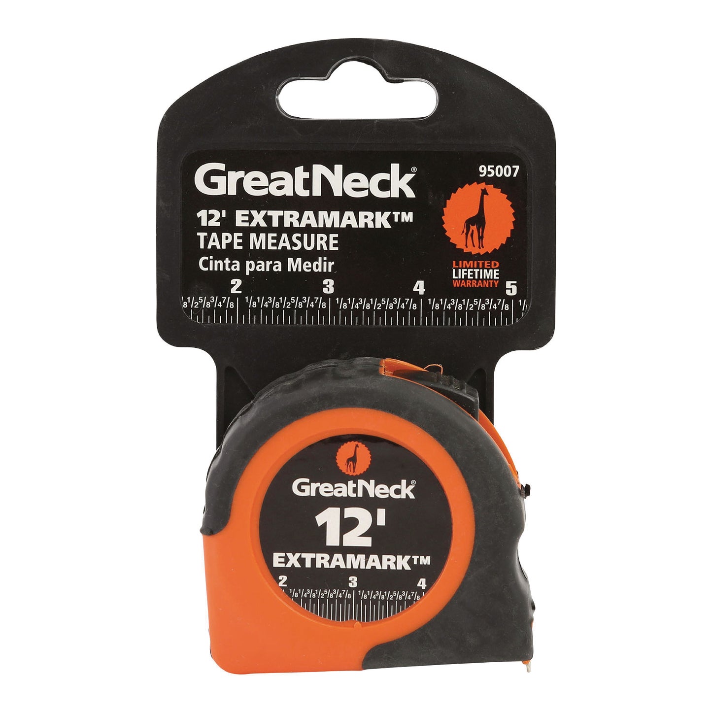 Great Neck ExtraMark Power Tape, 0.63" x 12 ft, Steel, Yellow/Black (95007)