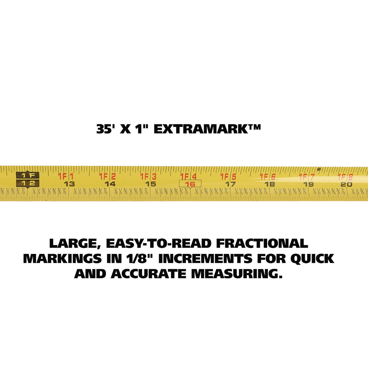 Great Neck ExtraMark Tape Measure, 1" x 35 ft, Steel, Orange/Black (95010)