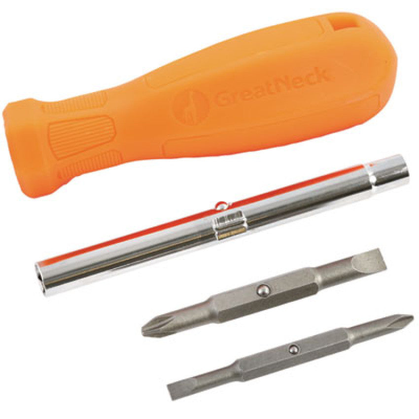 4 in-1 Screwdriver w/Interchangeable Phillips/Standard Bits, Assorted Colors