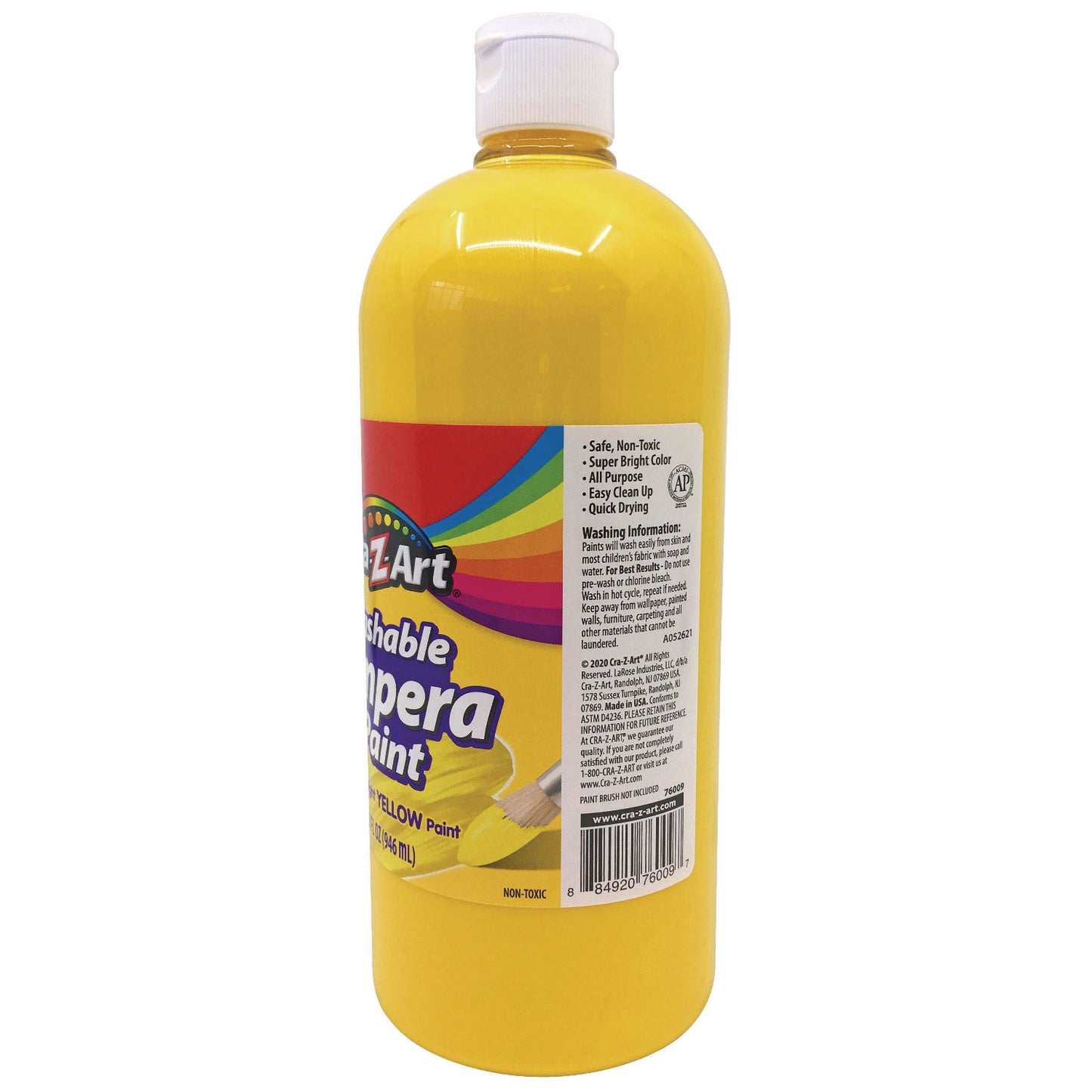 Cra-Z-Art Washable Tempera Paint, Yellow, 32 oz Bottle (760096)